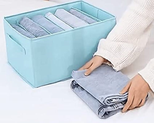 2pcs Clothes Drawer Organiser, Foldable 7 Grids Wardrobe Organisers, For Pants, Jeans, Joggers, Trousers, Sweaters, Cardigans (36*25*20cm)