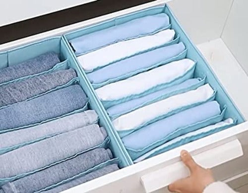 2pcs Clothes Drawer Organiser, Foldable 7 Grids Wardrobe Organisers, For Pants, Jeans, Joggers, Trousers, Sweaters, Cardigans (36*25*20cm)