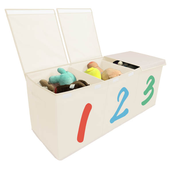 Extra Large Toy Chest with Lid- Number Pattern