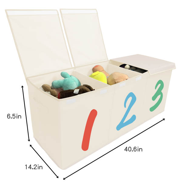 Extra Large Toy Chest with Lid- Number Pattern