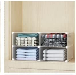 Stackable Wardrobe Shelves, Wardrobe Organiser, Wardrobe Storage Organiser, Wardrobe Closet Organiser, Closet Organiser (2 Column 2 Layers)