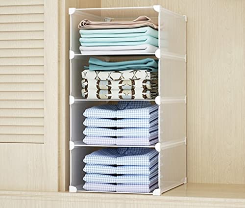 Stackable Wardrobe Shelves, Wardrobe Organiser, Wardrobe Storage Organiser, Wardrobe Closet Organiser, Closet Organiser (1 Column 4 Layers)